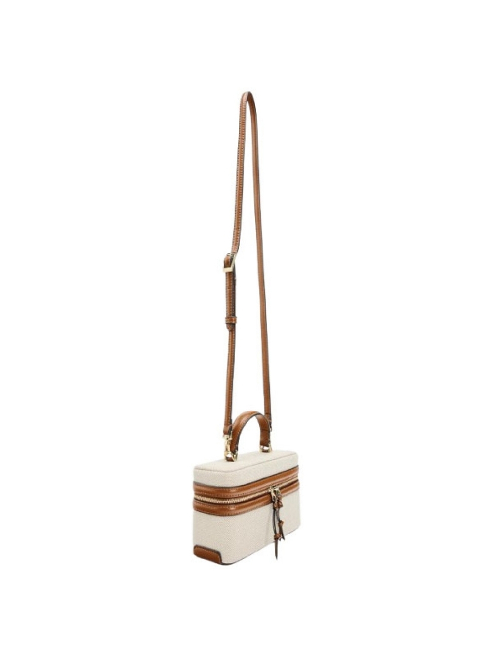 Zara Cream And Tan Box Bag Crossbody - Picture 2 of 12